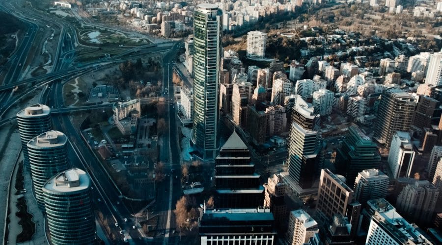 aerial photo of city buildings]
